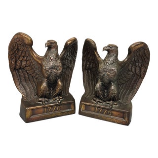 Pair of Brass American Eagle "1776" Bookends For Sale