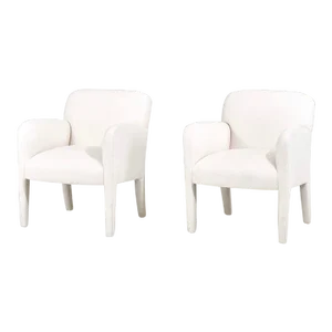 Postmodern Pair Lounge Chairs by Preview in Boucle, 1980