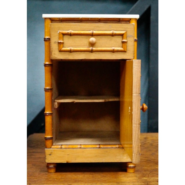 Faux Bamboo Miniature Cabinet with Marble Top, 1930s For Sale - Image 3 of 11