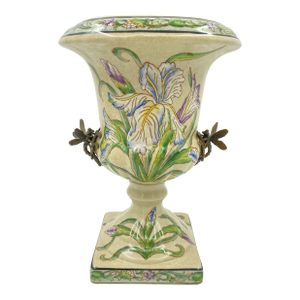 Late 20th Century Iris and Dragonfly Art Nouveau Planter by Wong Lee