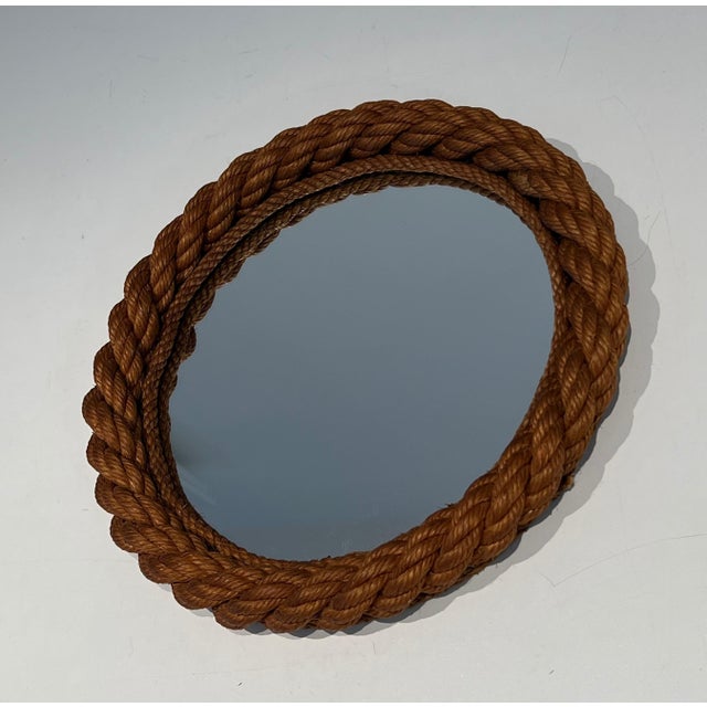 1970s Round rope mirror in the style of Audoux Minet For Sale - Image 5 of 12
