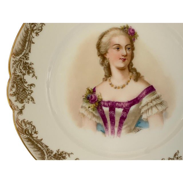 Traditional 19thC Sèvres Marked Portrait Plate Madame Du Barry Signed Debrie Made in France c.1890-1910 For Sale - Image 3 of 10