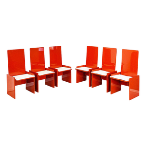 Kazuki Chairs in Red Lacquered Wood attributed to Kazuhide Takahama for Simon Gavina, 1969, Set of 6