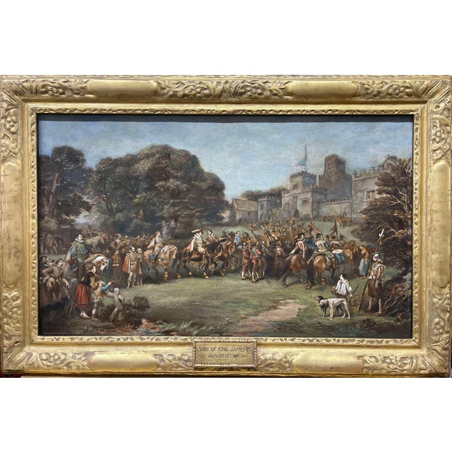 18th C. Painting on Canvas of King James I Visit to Hoghton Tower For Sale