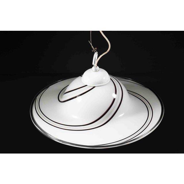 Black and White Murano Glass Pendant Lamp, Mid-20th Century For Sale - Image 3 of 5