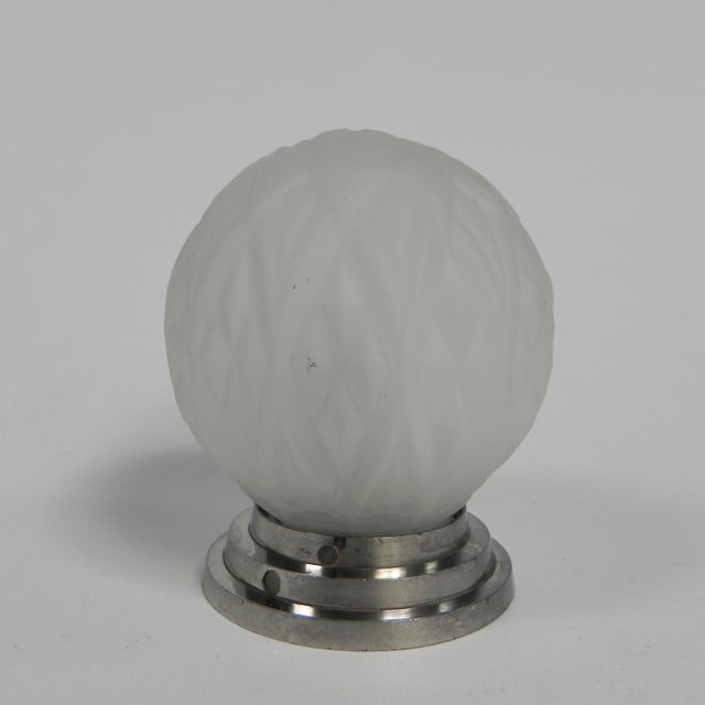 Metal Art Deco Ceiling Lamp with Matt Glass Shade, 1930s For Sale - Image 7 of 11