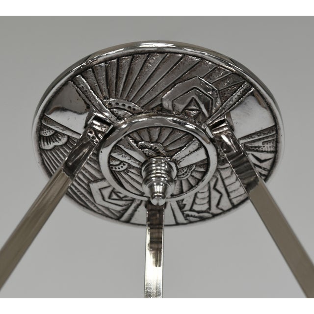 Metal Noverdy French Art Deco Pendant Light 1930s For Sale - Image 7 of 13