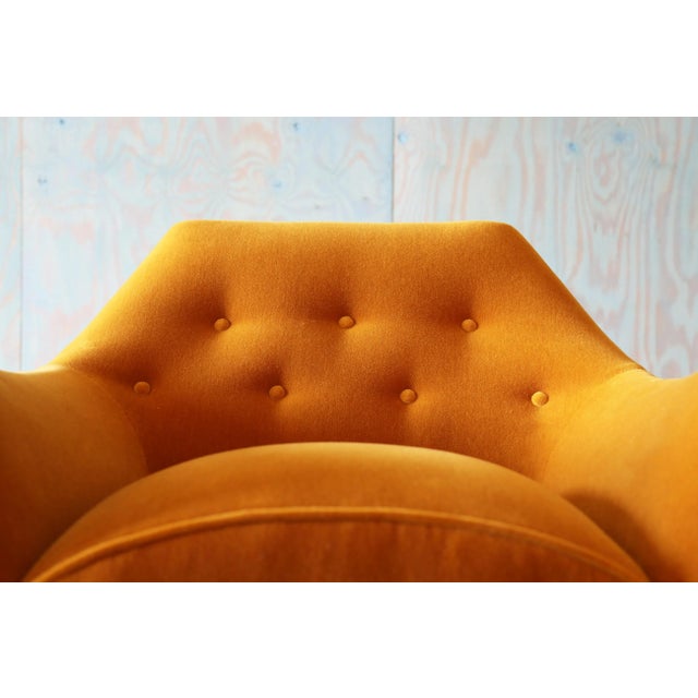 1950s Henry Glass Lounge Chair Brass Legs Gold Mohair Mid Century Modern For Sale - Image 9 of 13