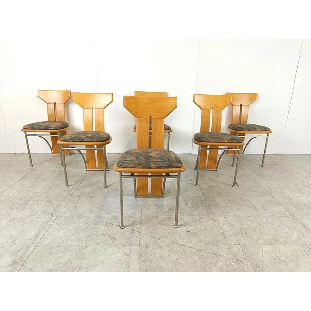 Brown Postmodern Italian Dining Chairs, 1980s, Set of 6 For Sale - Image 8 of 9