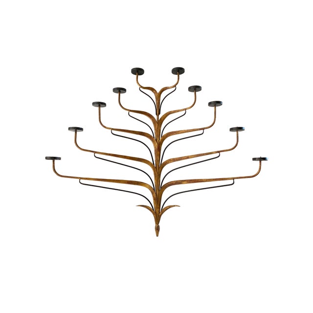 Pair of Large Mid 20th Century Metal Candle Sconces For Sale - Image 4 of 12