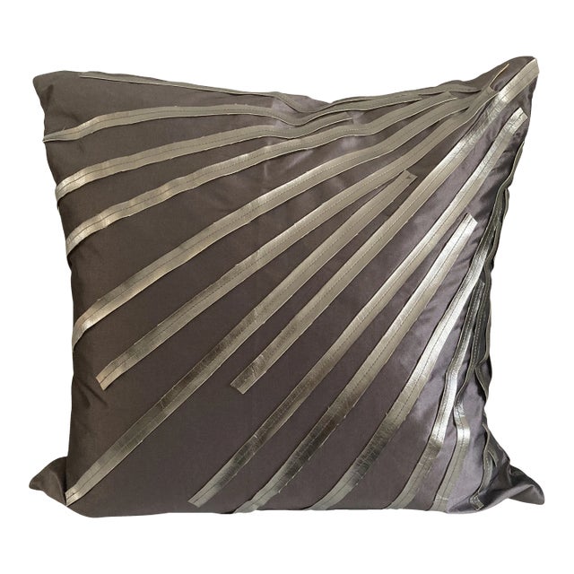 Contemporary Abstract Gray Pillow Cover For Sale