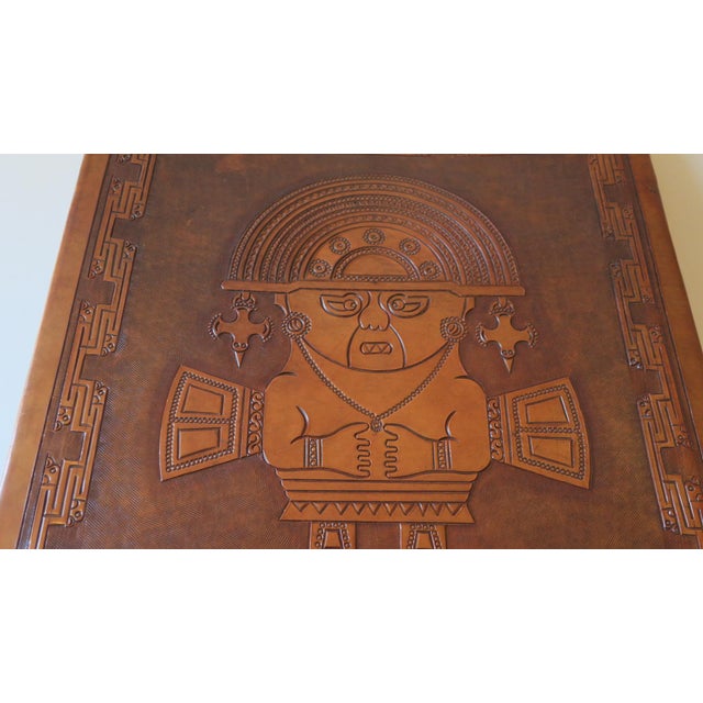 Tihuanaco Teak and Tooled Leather Folding Chair by Angel I. Pazmino for Muebles de Estilo, Ecuador, 1970s For Sale - Image 17 of 18