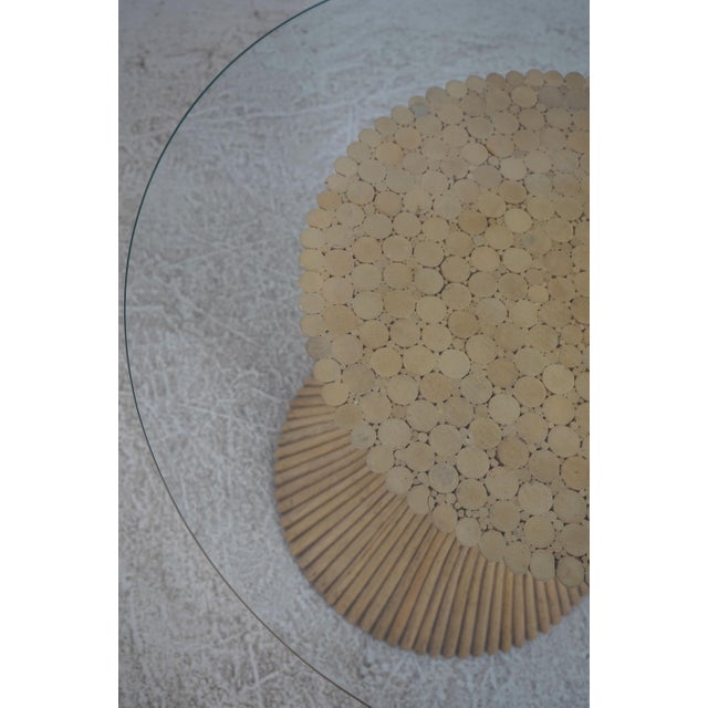 Brown McGuire by Baker Bamboo Base Beveled Glass Top Center or Dining Table For Sale - Image 8 of 10