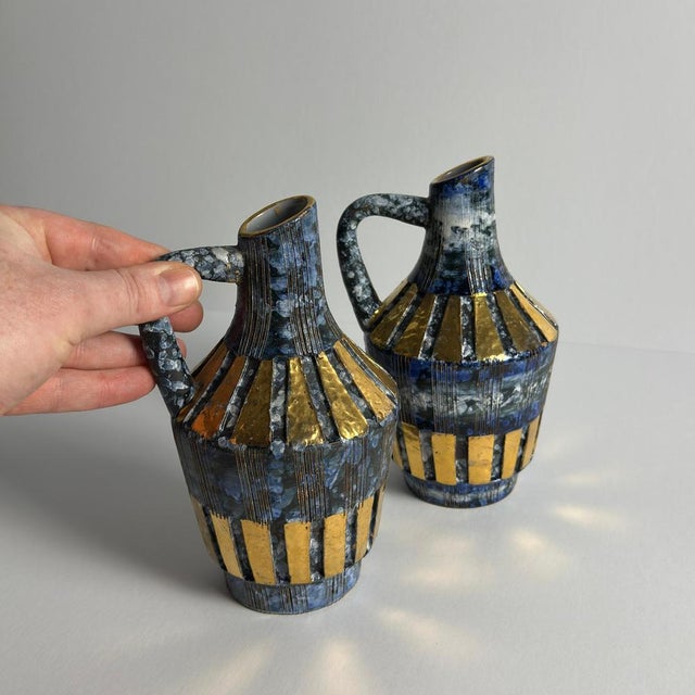 Metal Mid-Century Modern Italian Ceramic Vases by Fratelli Fanciullacci, 1960s, Set of 2 For Sale - Image 7 of 11