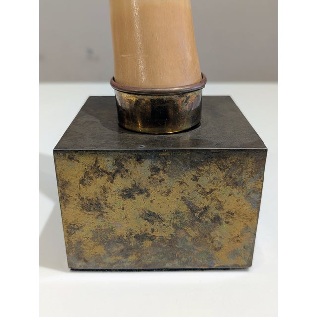 Hollywood Regency Hollywood Regency Faux Tusk Sculpture on Stone Base For Sale - Image 3 of 8