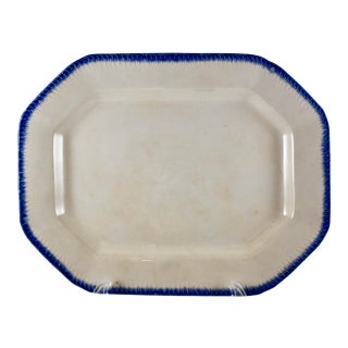 19th C. English Leeds Blue Feather or Shell Edge Pearlware Platter