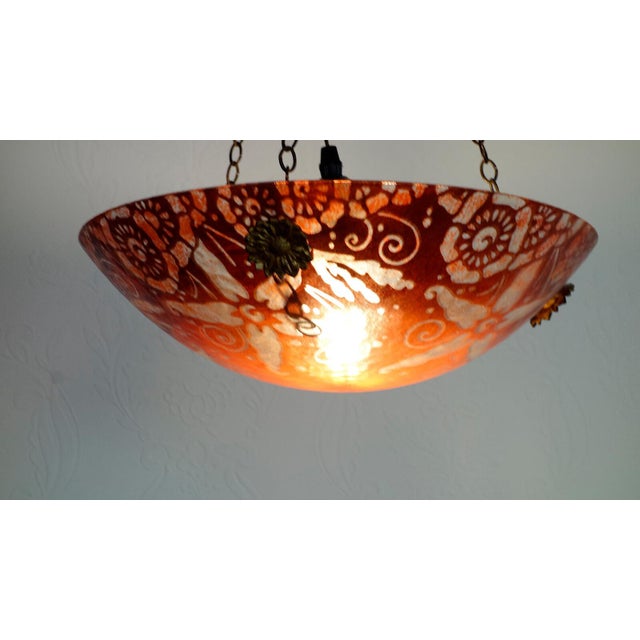 1950s Antique French Brass and Pate de Verre Pendant, 1950s For Sale - Image 5 of 14