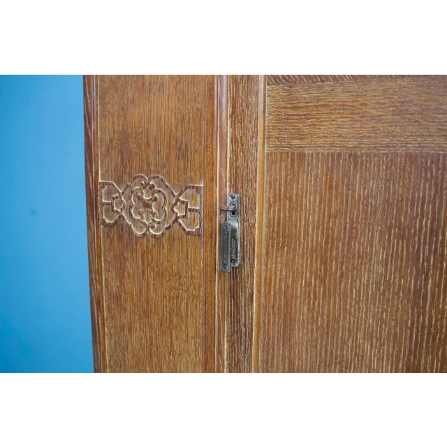 Vintage Art Deco Wardrobe in Limed Oak, 1930s For Sale - Image 9 of 11