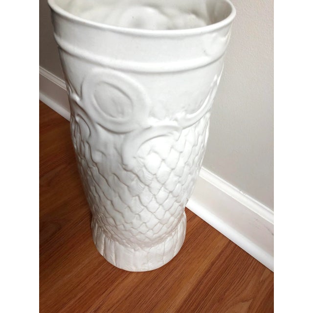 Mid Century White Ceramic Owl Umbrella Stand For Sale In Raleigh - Image 6 of 8