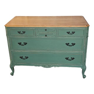 Green French Provencial Dresser, Circa 1930's, Louis XV Style For Sale
