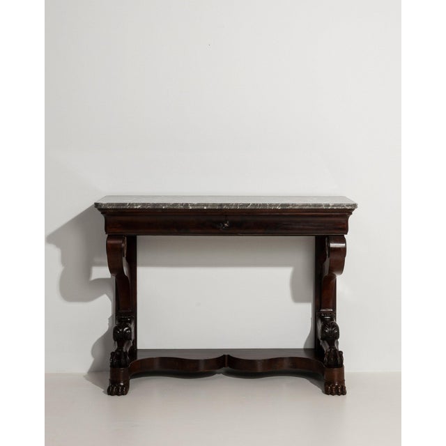 Traditional 19th Century France Empire Brown Wood Console Table For Sale - Image 3 of 9