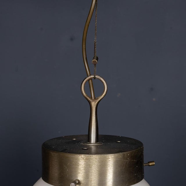 Metal Vintage Italian Delta Opaline Pendant Lights by Sergio Mazza for Artemide, 1960s, Set of 2 For Sale - Image 7 of 17