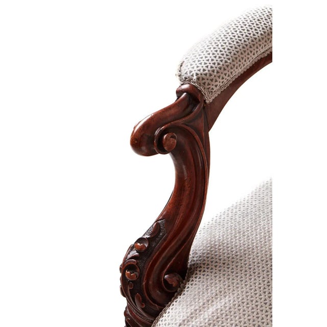 Victorian Carved Walnut Cameo Back Settee For Sale - Image 4 of 11