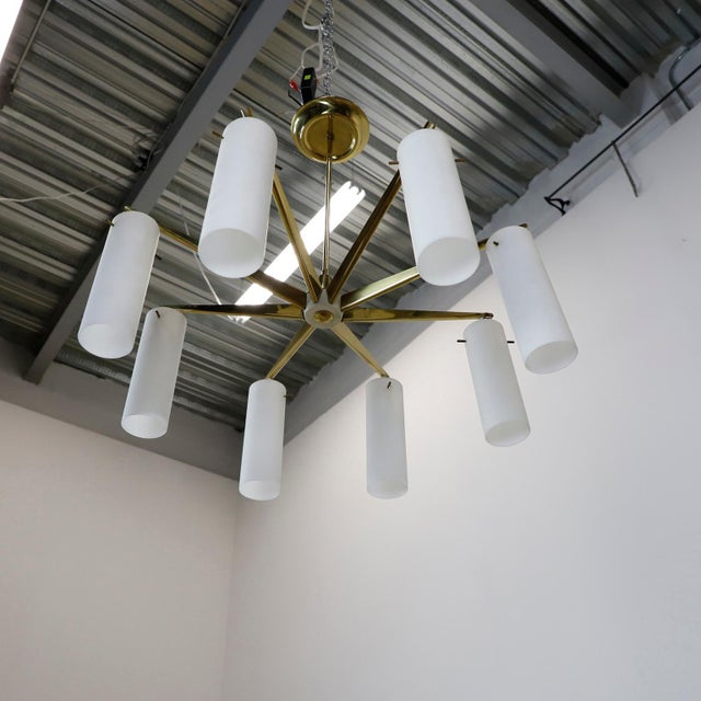 Metal Mid Century Italian Chandelier For Sale - Image 7 of 16