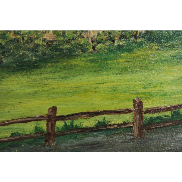 Roy Landenberger Framed Oil on Canvas Painting of Old Stone Mill - Signed For Sale - Image 9 of 14