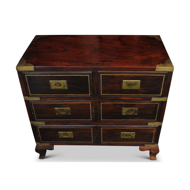 20th Century Hardwood Brass Bound Four Drawer Campaign Chest with Flush Handles Fitted with two short drawers at the top,...