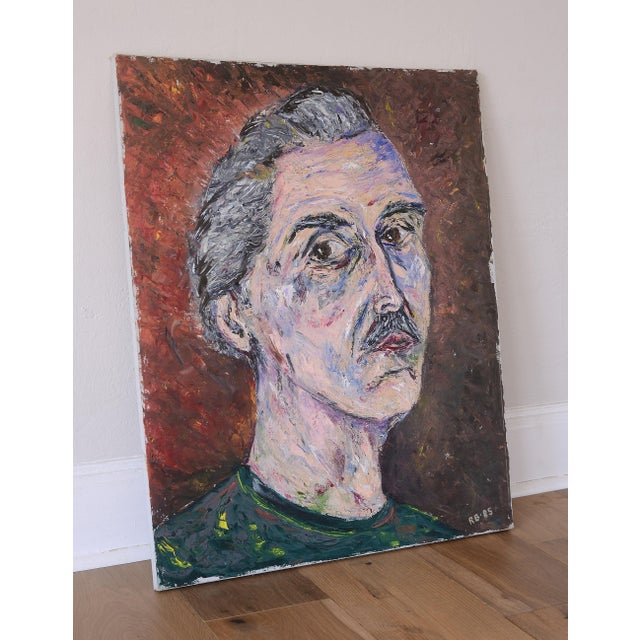 Postmodern Vintage 80s Postmodern Man Portrait Painting For Sale - Image 3 of 9
