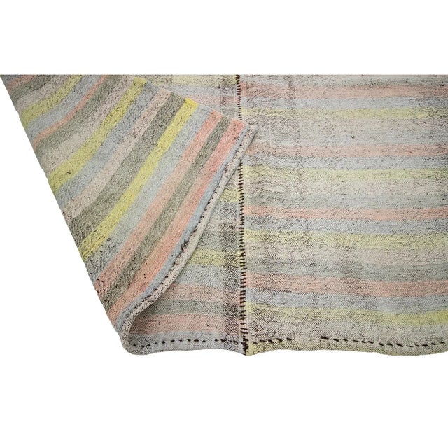 Mid 20th Century 1960s Vintage Striped Kilim Rug- 6′4″ × 10′ For Sale - Image 5 of 7