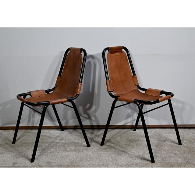 Set of Metal and Leather Chairs, 1960 For Sale - Image 4 of 18