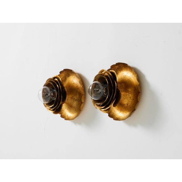 1960s Gilt Water Lily Wall Lamps from Banci Firenze, Italy, 1960s, Set of 2 For Sale - Image 5 of 15