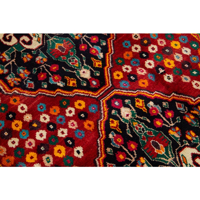 Red Handmade Allover Vintage Shiraz Persian Wool Rug in Red For Sale - Image 8 of 9