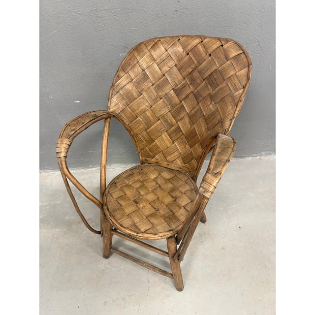 Vintage Wicker Rattan Armchair with High Backrest, 1960s-1970s For Sale - Image 6 of 7