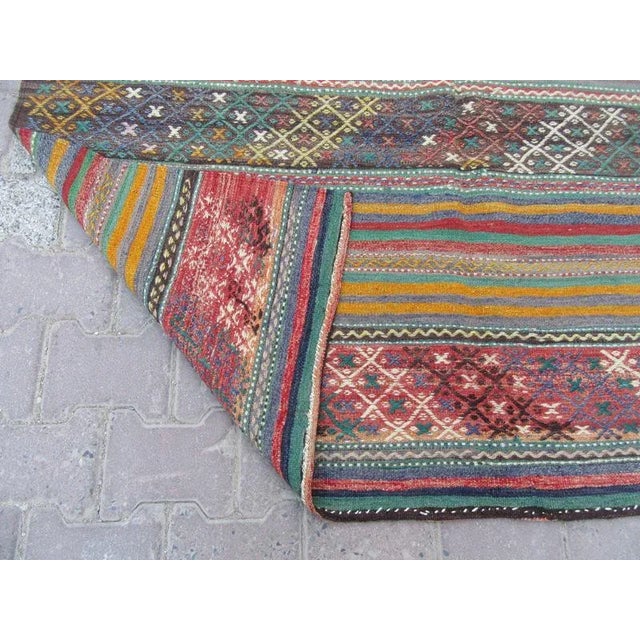Mid 20th Century 1960s Turkish Embroidered Kilim Rug For Sale - Image 5 of 6