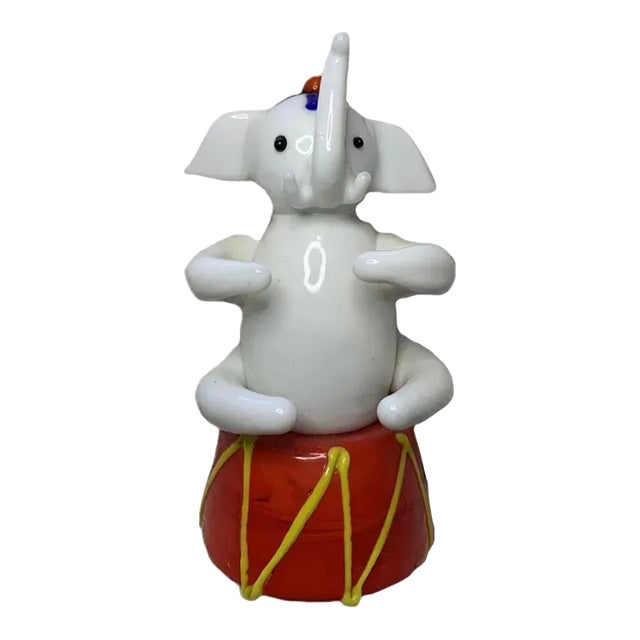 Vintage Handmade Glass Circus Elephant Figurine For Sale