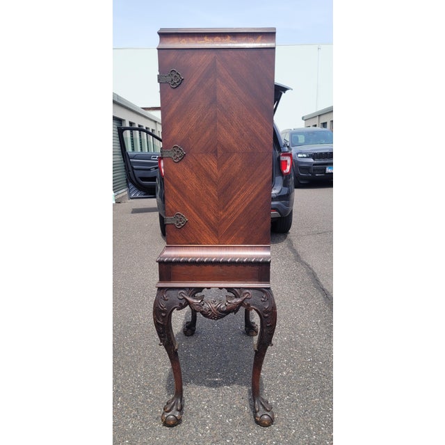 Wood Stunning Rare 1920s Inlaid Carved Accent Cabinet For Sale - Image 7 of 18