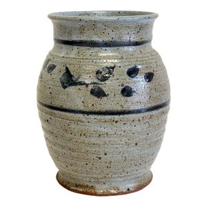 Vintage Studio Pottery Vase Vessel With Floral Detail