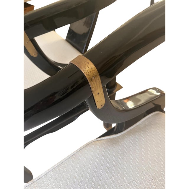 Mid 20th Century Pair of James Mont Chairs Lacquered 1970 Horseshoe Chairs For Sale - Image 5 of 8
