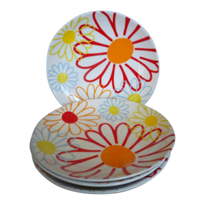 1990s Crate and Barrel Bloom Daisy Flower Appetizer Dessert Plates-Set of 4