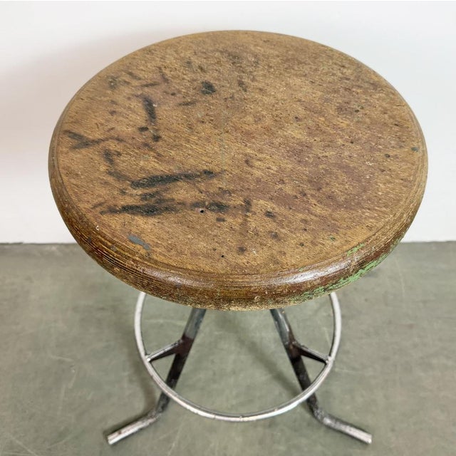 Industrial Grey Workshop Stool, 1960s For Sale - Image 18 of 18