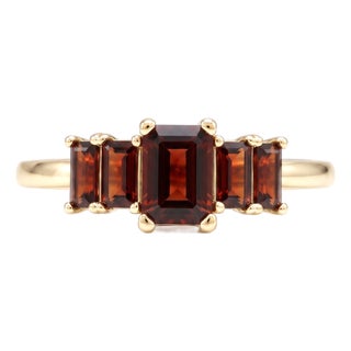 Garnet Emerald Cut Five Stone Ring | Wedding Engagement Ring | January Birthstone Ring Us 7 For Sale