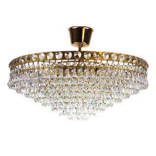 Brass-Lead Crystal 8-Light Chandelier from Joska Bodenmais, 1970s For Sale