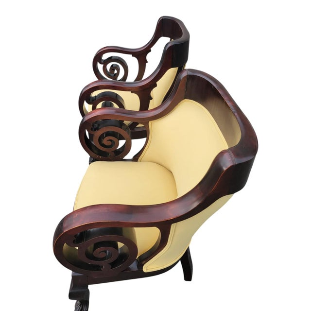 19th Century Walnut Empire Bedroom Chair Claw Feet-Newly Upholstered & Restored For Sale - Image 10 of 16