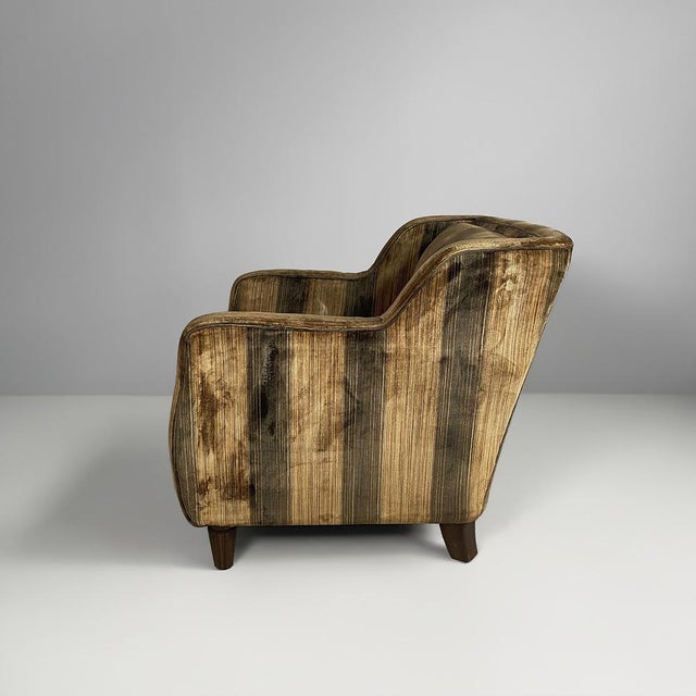 Italian Art Deco Striped Velvet Armchairs, 1930s, Set of 2 For Sale - Image 3 of 17