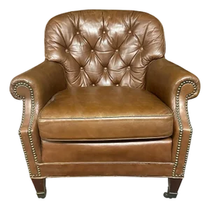 Hancock & Moore ‘Richmond’ Chestnut Tufted Leather Writer’s Chair - Vintage 1980s - Benchmade in Hickory, North Carolina