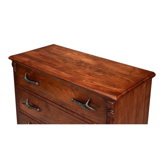 Lodge Chest of Drawers with Cast Antler Pulls For Sale In Raleigh - Image 6 of 11