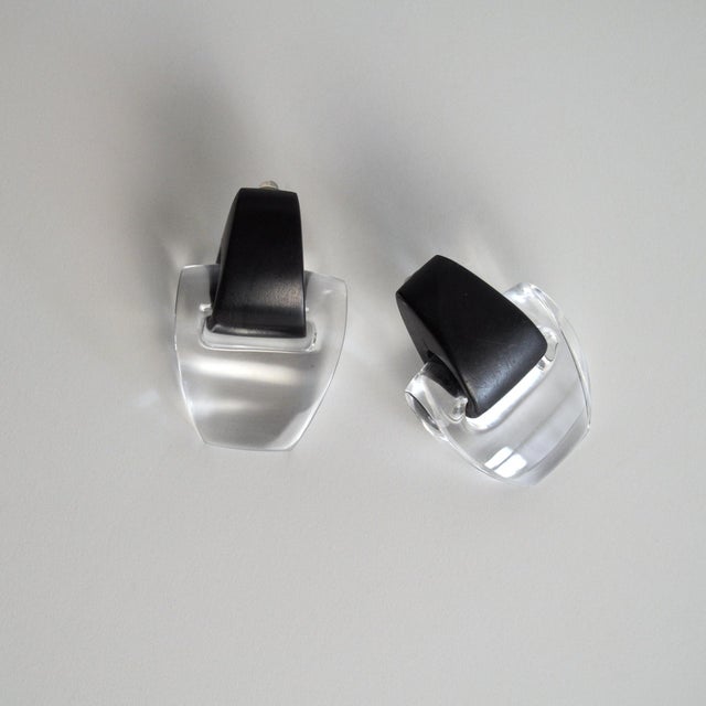 Vintage Danish Black and Transperant Ear-Clips by Monies, 2000s, Set of 2 For Sale - Image 4 of 10